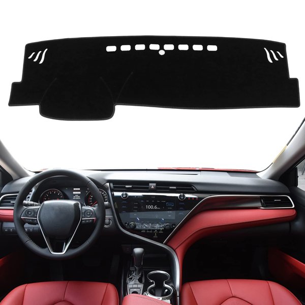REMOCH for Toyota Camry Accessories 2024 2023 2022 2021 2020 2019 2018 Dash Cover Dashboard Cover Mat Custom Fit Center Console Cover Sunshield Protector Pad（Black Trim）