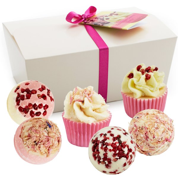 BRUBAKER Cosmetics 6 Handmade "Pink Moments" Spa Bath Bombs Bath Melts Bath Truffles Gift Set - All Natural Vegan, Organic Shea Butter, Cocoa Butter and Olive Oil Moisturize Dry Skin