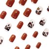 Square Fake Nails Short Press On Nails Fall False Nails With Maple Leaves Designs Brown Nails Press Ons Short Acrylic Nails Full Cover Glue On Nails Glossy Stick On Nails For Women