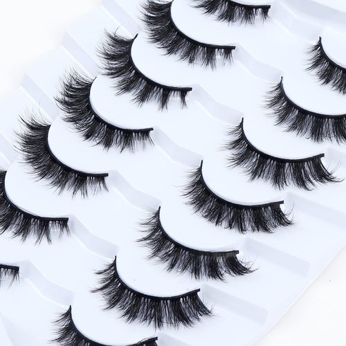 Wleec Beauty Lashes Short Cat Eye Lashes 13mm Fluffy False Eyelashes Wispy 7 Pairs 3D Faux Mink Lashes SF86