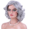 PATTNIUM Old Lady Wig Granny Costume Wig Grandma Wig Short Curly Gray Wig for Women Sythetic Wigs with Wig Cap