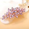 Teyglen Crystal Bride Wedding Hair Comb Full Rhinestone Side Comb Bridal Red Green Black Purple Crystal Hair Pieces Hair Accessories for Bride Women Girl (Purple)