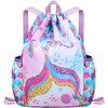 RHCPFOVR Drawstring Backpack for Kids - Mermaid Bags for Girls Mini Gym Dance Beach Swim Travel Bag With Two Water Bottle Holder