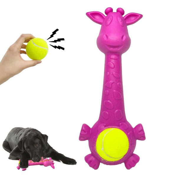SW PRODUCTS 11" Interactive Retrieving Dog Toy, Giraffe-Shaped Dog Toy with Squeak Ball, Treat Dispensing, Outdoor and Indoor Play, Ideal for Puppies, Small and Medium Dogs