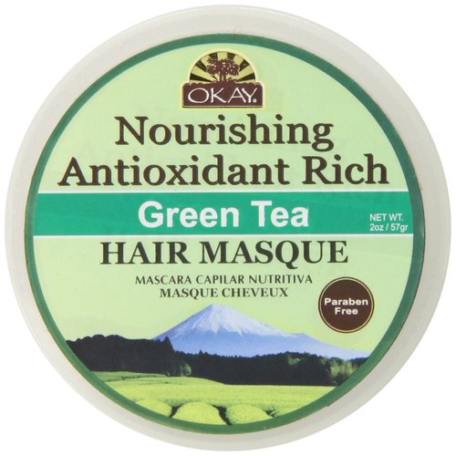 OKAY | Green Tea Nourishing Antioxidant Rich Hair Masque | For All Hair Types & Textures | Revitalize - Rejuvenate - Restore | With Tea Tree Oil | Free of Paraben, Silicone, Sulfate | 2 oz