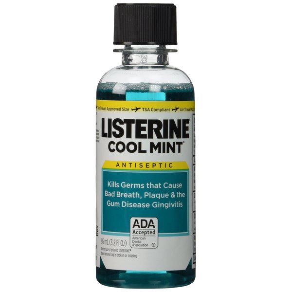 Listerine Cool Mint Antiseptic Mouthwash Travel Size 3.2 Ounces (Pack of 6)