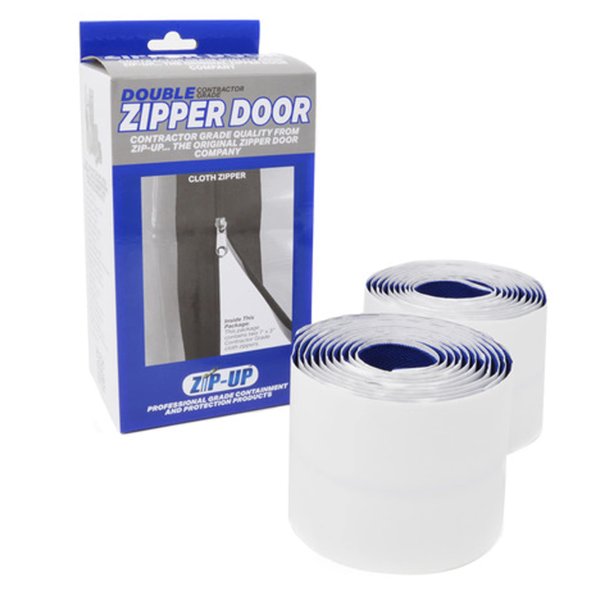 ZIP-UP Products Cloth Zipper Peel & Stick Door - 84" x 3" Dust Barrier Zipper with Self Adhesive Backing & Air Tight Seal - Twin Pack - ZIP7.3BCL