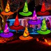 XTF2015 Halloween Witch Hat Lights Decorations Outdoor, Upgraded 8pcs Hanging Glowing Witch String Lights with 8 Modes, 44FT 104LED Waterproof Halloween Lights for Outdoor, Garden, Trees, Party Decor