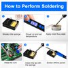 PNECK Soldering Iron Kit, 80W Soldering Iron Pen with Adjustable Temperature, LCD Display, ON/OFF Switch, 5 Tips, Solder Wire, Stand with Sponge, Pump, Paste, Tweezer, Blue