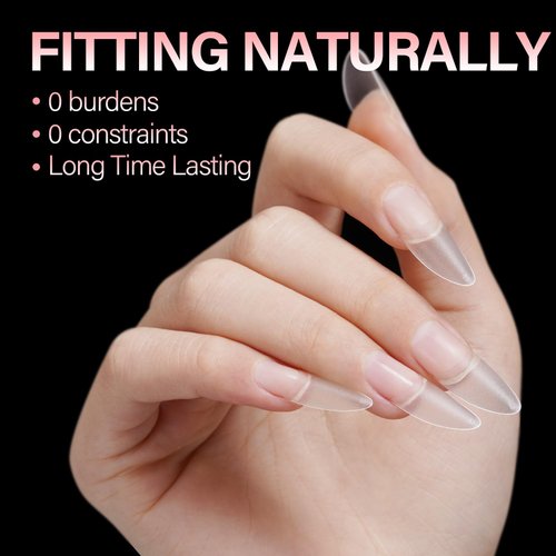 AILLSA Medium Almond Nail Tips Acrylic Clear Half Cover Nail Tips False Gel Nail Tips Fake Matte Nails Extension Press on Nails for Nail Manicure Nail Salon 240PCS 12 Sizes