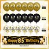 Black Gold 85th Birthday Decorations for Men Women, Black and Gold Birthday Yard Banner Sign and 18 PCS 85th Happy Birthday Balloons for 85th Anniversary Birthday Party Supplies Outdoor Yard Decor