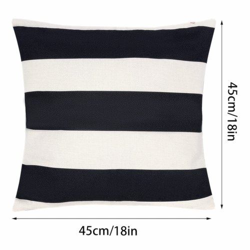 tiggell 4 Pack Waterproof Pillow Covers Outdoor Throw Pillowcases Decorative Garden Cushion Case for Home Garden Patio Couch Balcony Striped (18 * 18 inch, Black & White)