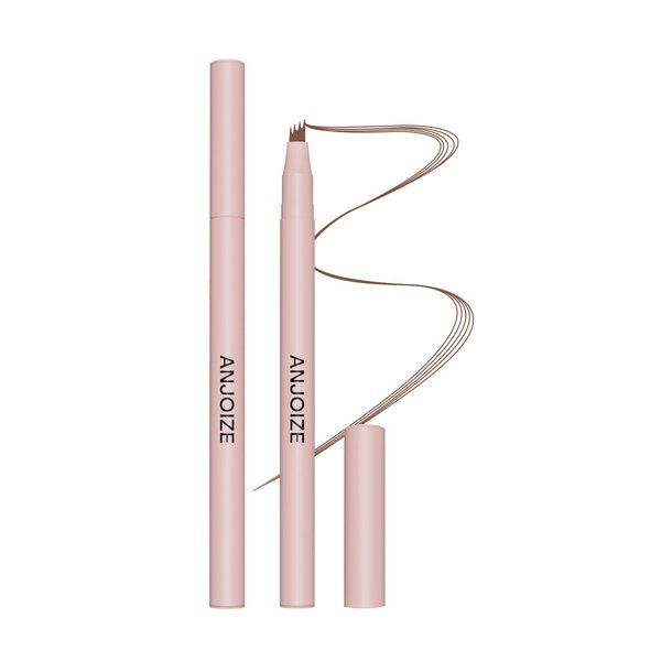 Anjoize Eyebrow Pen,Brow Pencil With 4 Micro-Fork Tip,Microblade Eyebrow Pen,Magic Eyebrow Pencil For Natural Look,3D Waterproof Microblading Eyebrow Pen,Long Lasting (Dark Brown)
