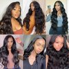 Generic Transparent Lace Frontal Body Wave Black Wigs Synthetic Artificial Hair with Pre-Plucked Wig for Black Women Girls Glueless Wigs Lace Frontal Wigs with Natural Hairline 26 Inch