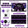 Purple Silver Birthday Decorations for Woman Girls Christmas Xmas Birthday Banner Backdrop Black and Silver Balloons Black Purple Confetti Star Tablecloth Birthday Party decorations for Him Her