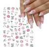 Baoximong 9 Sheets Flower Nail Art Stickers Decals 3D Self-Adhesive Nail Decals Spring Floral Nail Art Supplies Charming Daisy Leave Peony Nail Accessories for Women Nail Decorations Design