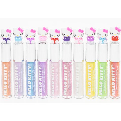 Townley Girl Hello Kitty 10 Piece Plant Based Lip Gloss, Girls Party Favors, First Makeup Set for Girl, Perfect for Parties, Sleepovers, and Birthday Gifts, Ages 3