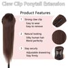 Hairro Ponytail Hair Extensions Claw Clip In Ponytails Jaw On Ponytail Extensions 100% Real Human Hair Long Straight Jaw/Claw Clips Pony Tail Hairpieces For Women 14 Inch 105g #02 Dark Brown