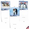 The Best Card Company - 10 Holiday Note Cards for Christmas - Festive Bulk Assortment, Boxed Notecards with Envelopes (4 x 5.12 Inch) - Penguins and Greetings M2951XSG