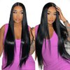 Mengkai 13X6 Straight Lace Front Wigs Human Hair Pre Plucked with Baby Hair 13x6 HD Transparent Lace Frontal Wigs Human Hair 180% Density Straight Human Hair Wigs for Black Women 30 Inch Glueless Wigs