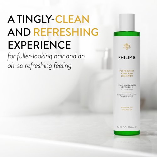 PHILIP B. Peppermint Avocado Shampoo 7.4 oz - Volumizing & Clarifying Shampoo for Dry to Oily Hair and Scalp, Non-Stripping