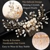 5 Pieces Wedding Hair Accessories for Brides, Pearl Crystal Rhinestone Hair Comb Hair Pins Bridal Hair Accessories, Gold Hair Accessories for Brides Bridesmaids Women Girls (Gold)