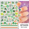 10Sheets St. Patrick's Day Nail Art Stickers Decals Green Lucky Clover 3D Self-Adhesive Exquisite St. Patrick's Day Nail Decals Nail Art Supplies Women Girls Kids Shamrock Nail Decorations