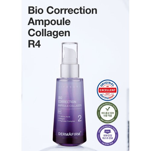 DERMAFIRM Bio Correction Ampoule Collagen R4 | Soothing & Restoring Ampoule Facial Serum w/Azulene, 17 Amino Acids, Collagen & Perilla Leaf Extract for All Skin Types | No Animal Trials 1.69 fl oz