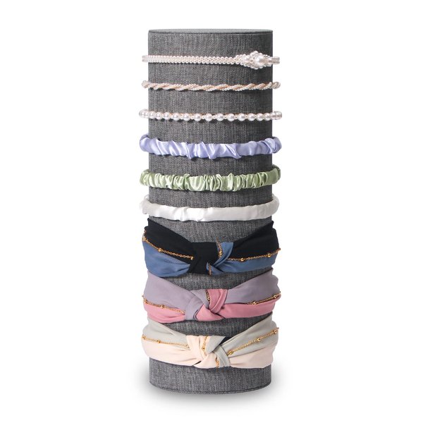 Coward Vertical Headband Holder Hairband Accessories Display Stand Necklaces Scrunchie Hairband Showcase Storage (gray linen)