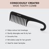 Kitsch Wide Tooth Comb for Curly Hair - Detangler Hair Combs for Women | Extra Wide Tooth Comb for Wet Hair with Curved Handle | Holiday Gift | Detangling Comb for Thick Hair | Shower Comb, Black