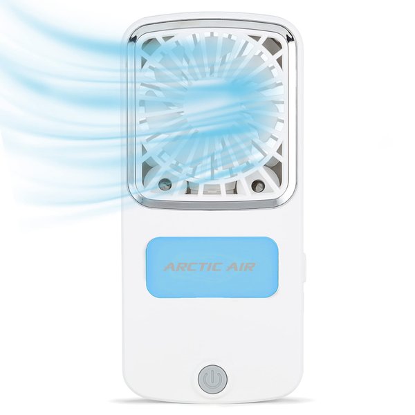 Arctic Air Portable Fan, Pocket Chill Handheld Mini Fan, Rechargeable Personal Air Cooler with Hydro-Chill Technology, 3 Speeds & Built-in-Kickstand, Cordless for Travel, Indoor or Outdoor Use