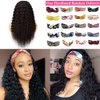 Headband Wig Water Wave Human Hair Band Wig 24inch 9A Brazilian Wet and Wavy Human Hair Wigs With Elastic Hair Band 150% Density Water Deep Curly Wavy Human Hair Half Easy Wear Wig Natural Hairline