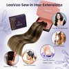LaaVoo Brown Weft Hair Extensions Human Hair 20 Inch Balayage Medium Brown Fading to Caramel Blonde Sew in Hair Extension Real Human Hair Natural Real Hair Extensions Weft Long Straight 100g