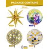 Haolongfa Disco Ball Balloons, 22 Inch Huge 4D Colorful Disco Balloons, Explosion Star Foil Balloons Set, for Bachelorette Party, 70s 80s 90s Theme Disco Party Supplies, New Year,12 PCS