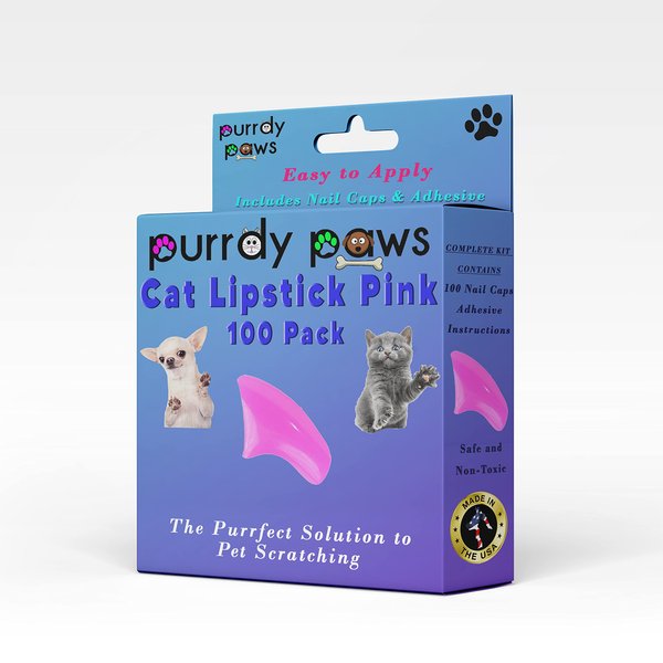 Purrdy Paws 100 Pack Soft Nail Caps for Cat Claws Lipstick Pink Small