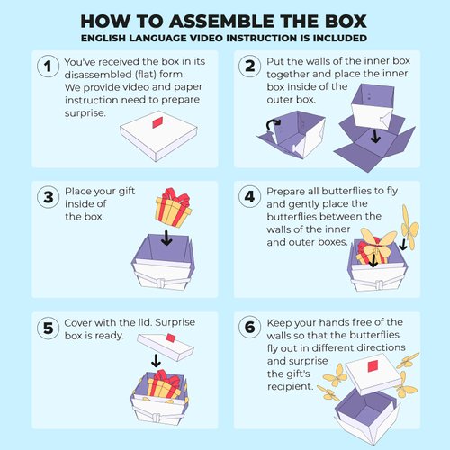 FETTIPOP DIY Butterfly Explosion Gift Box (white-yellow) DIY 7.1x5.5x4.3 inches, Surprise Flying Butterfly Box