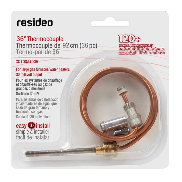 Resideo CQ100A1005 Replacement Thermocouple for Gas Furnaces, Boilers and Water Heaters, 36-Inch