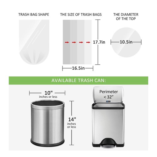 180 Counts 2 Gallon (1.8-2 Gal) Small Trash Bags Garbage Bags by RayPard, fit 1.6,1.8,2,2.2 Gal Waste Basket, 6.5-7 Liter Strong Trash Can Liners for Home Office Kitchen Bathroom Bedroom, Clear