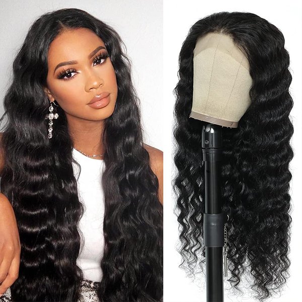 Loose Wave Lace Front Wigs Human Hair 13x4 HD Transparent Lace Frontal Wigs Human Hair for Black Women 180% Density Glueless Wigs Human Hair Loose Deep Wave Wigs Pre Plucked with Baby Hair (16 Inch)