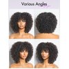 LUVME HAIR Short Curly Wig with Bangs Human Hair Glueless Shaggy Wolf Cut Afro Curly Human Hair Wigs Throw On & Go Black Curl Bob Wig with Bangs 10 Inch