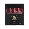 iBeautying Press on Nails - Press On Nails - Burgundy Claret Red Pure Color False Nails | UV Gel Finish Short Square Solid Reusable Fake Nails in 10 Sizes - 24 Nail Kit with Jelly Glue Pad