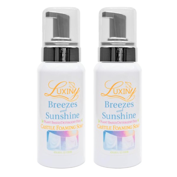 Castile soap, Liquid Foaming Hand Soap, Hand Wash for the Kitchen & Bathroom, Palm Oil Free, Vegan & Cruelty Free, Made in the USA, 8.45 oz., 2 Pack (Breezes & Sunshine)