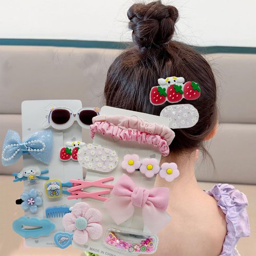 18 Pcs Hair Accessories for Girls Package,Flower Duckbill Hairpin for Kids Colorful Children's Hair Ties Cute Bow Hair Clips for Girl Teens-18PCS-#10