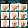 Yunlly 18 Pack Halloween Bald Caps Set Makeup Latex Bald Head Wig Cap Long Fake Nose for Adults Costume Accessories(Classic)