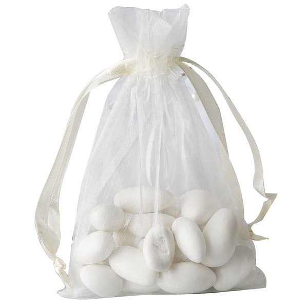 BalsaCircle 50 pcs 4x6-Inch Ivory Organza Drawstring Bags - Wedding Party Favors Jewelry Pouch Candy Gift Bags