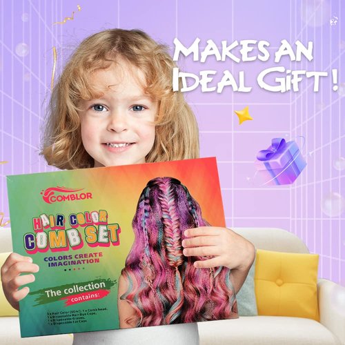 Comblor Temporary Hair Color, Hair Wax Color Gifts for Girls Kids, Temporary Hair Dye for Dark & Light Hair, Ideal Toys Gifts for Birthday, Children's Day, Halloween,Christmas, Cosplay, Party