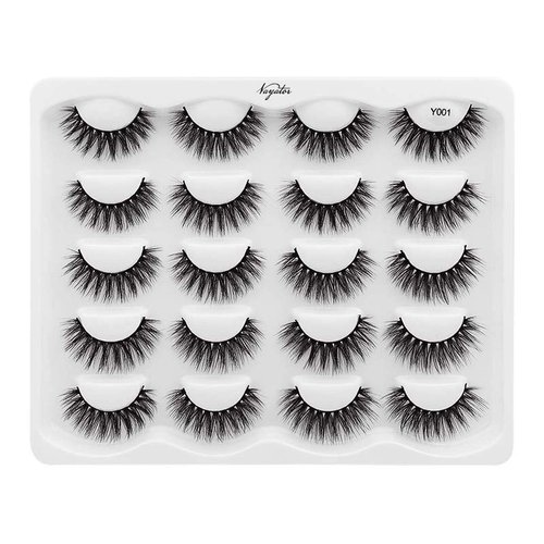Vayator 10 Pairs 3D Mink Lashes Natural False Eyelashes Dramatic Volume Fake Lashes Makeup Eyelash Extension Silk Handmade Eyelashes (Y001)