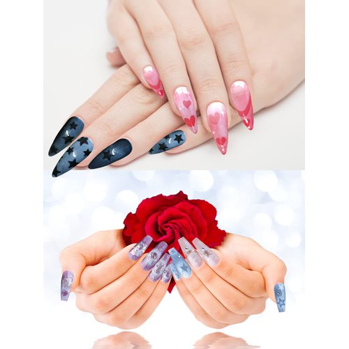 12 Sheets Airbrush Stencils Nail Stickers,HOINCO Heart Cross Butterfly Flower Moon Star French Nail Decals Printing Nail Stencil Tool DIY for Women Manicure Decoration