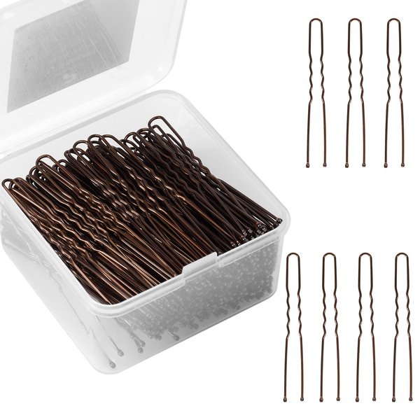 Bobby Pins, 200pcs Bobby Pins Brown Hair, Bobby Pins U Shaped Hair Pins 2.4 inch, Buns Decorative Bobby Hair Pins for Women with Storage Box