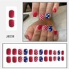 4th of July Short Square Fake Nails Independence Day Press on Nails with Stars Glitter Designs Glossy Petite Acrylic Nails 4th of July Artificial Nails for Women Patriotic Manicure Decorations 24pcs